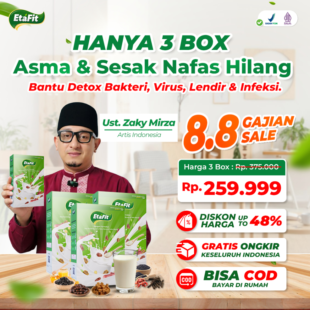 

ETAFIT Sembuhkan ASMA & Sesak Nafas - Susu Kambing Etawa + 8 Bahan Herbal Alami Premium 100% Asli