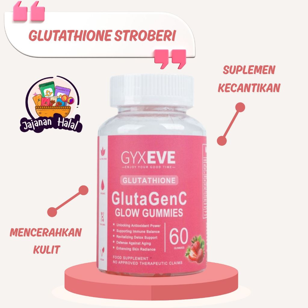 [ 100% HALAL ] Suplemen Kecantikan Glutathione Gummy Permen Gummy Rasa Stroberi