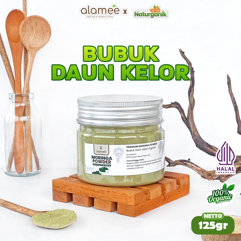 

ALAMEE Bubuk Minuman Daun Kelor Moringa Powder Serbuk Daun Kelor Herbal Tanpa Gula 125gr Naturganik