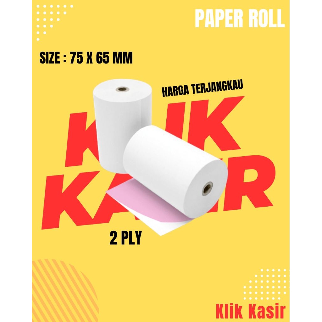 

Kertas kasir uk. 75x65 / Kertas roll kasir / struk kasir 2 ply