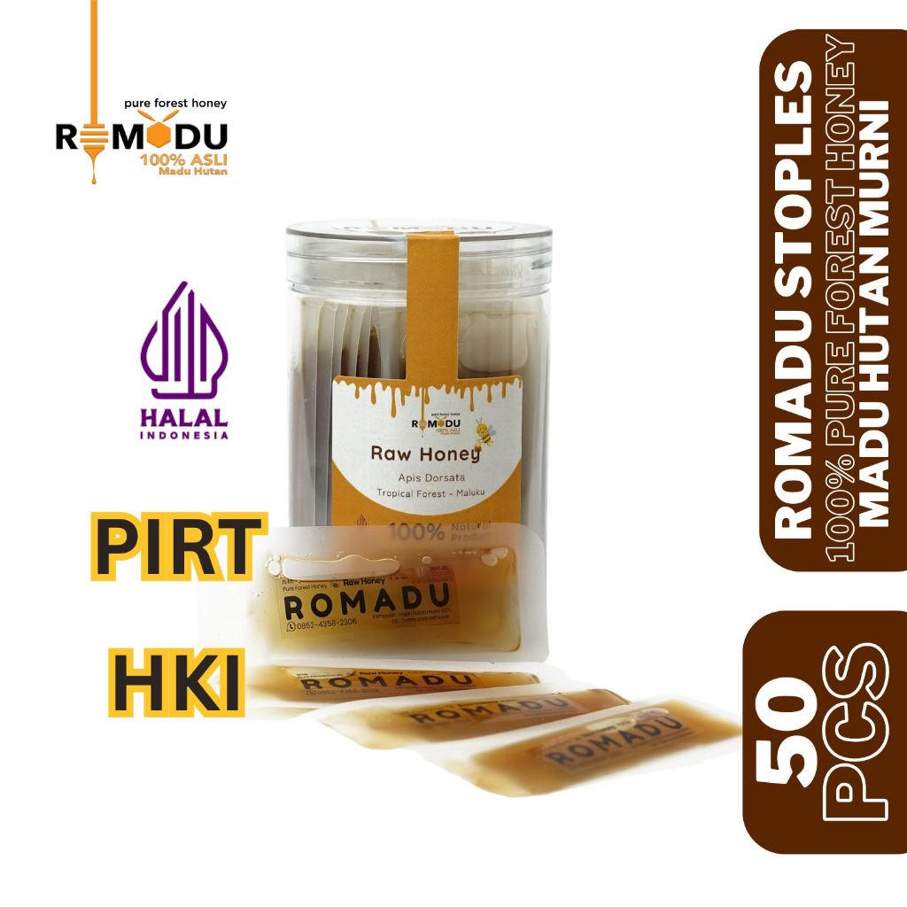 

Romadu Sachet Madu Hutan Murni Stoples Isi 50 Pcs 15 ML