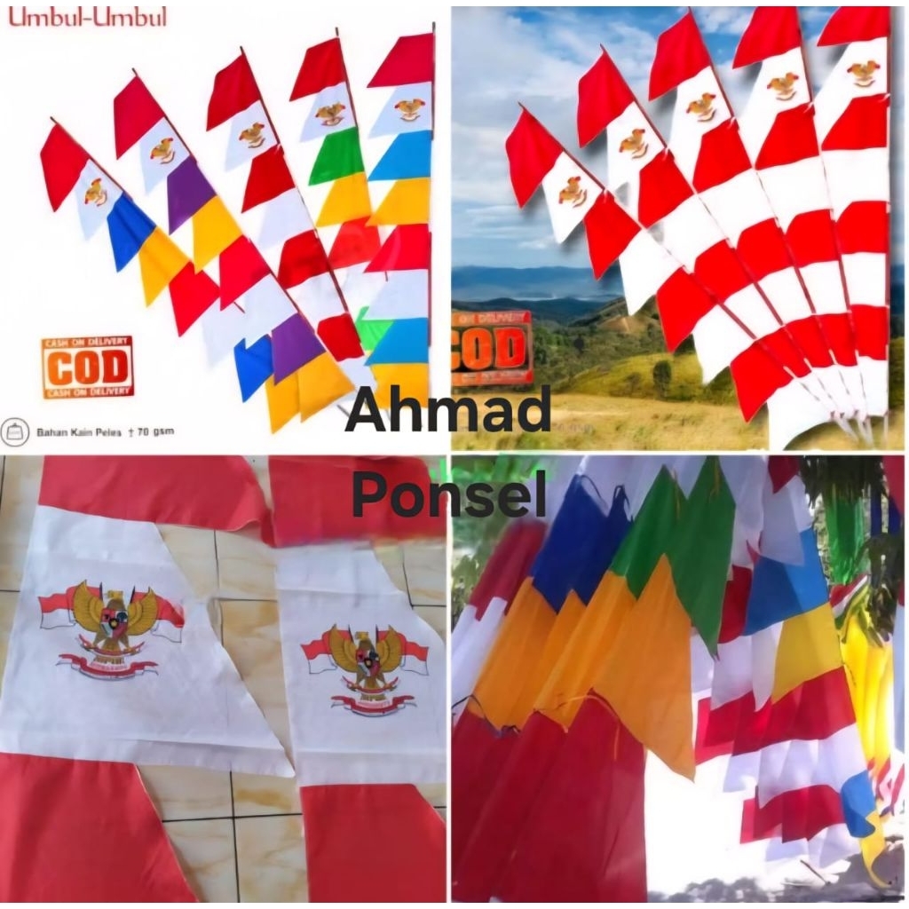 Bendera umbul umbul warna merah putih sablon
