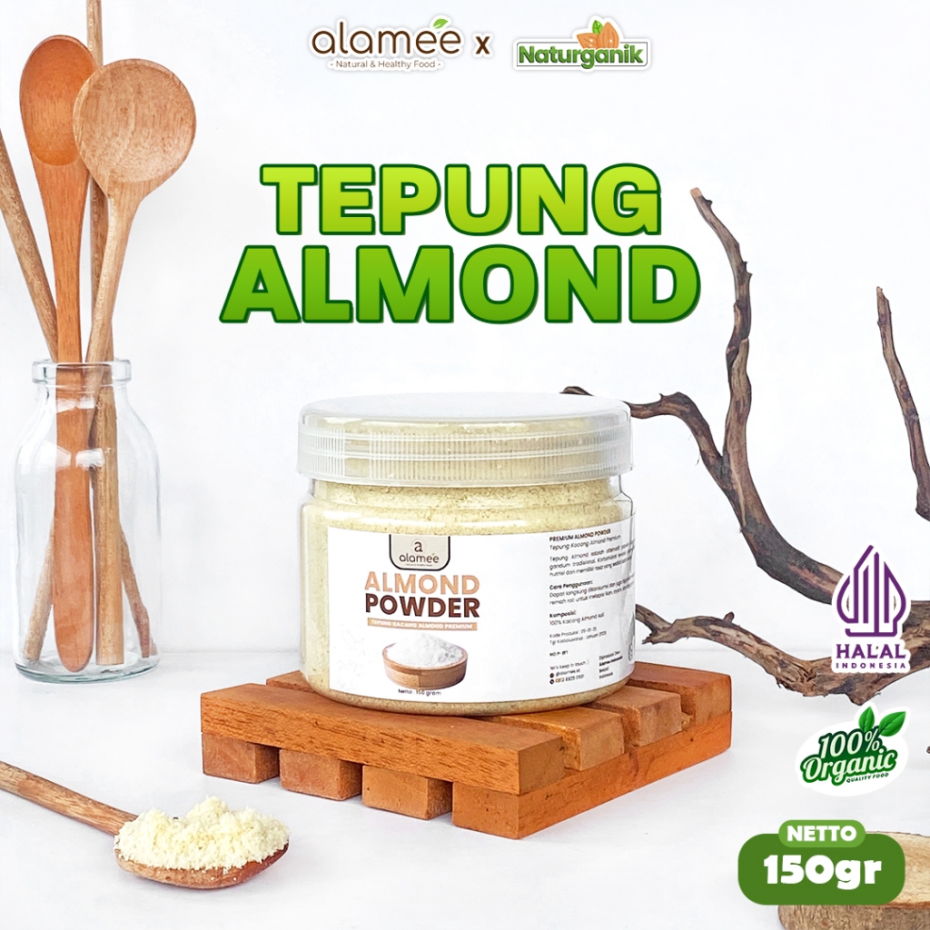 

ALAMEE Tepung Almond Bubuk Almond Powder Almond Flour Tanpa Campuran Gluten FREE 150gr Naturganik