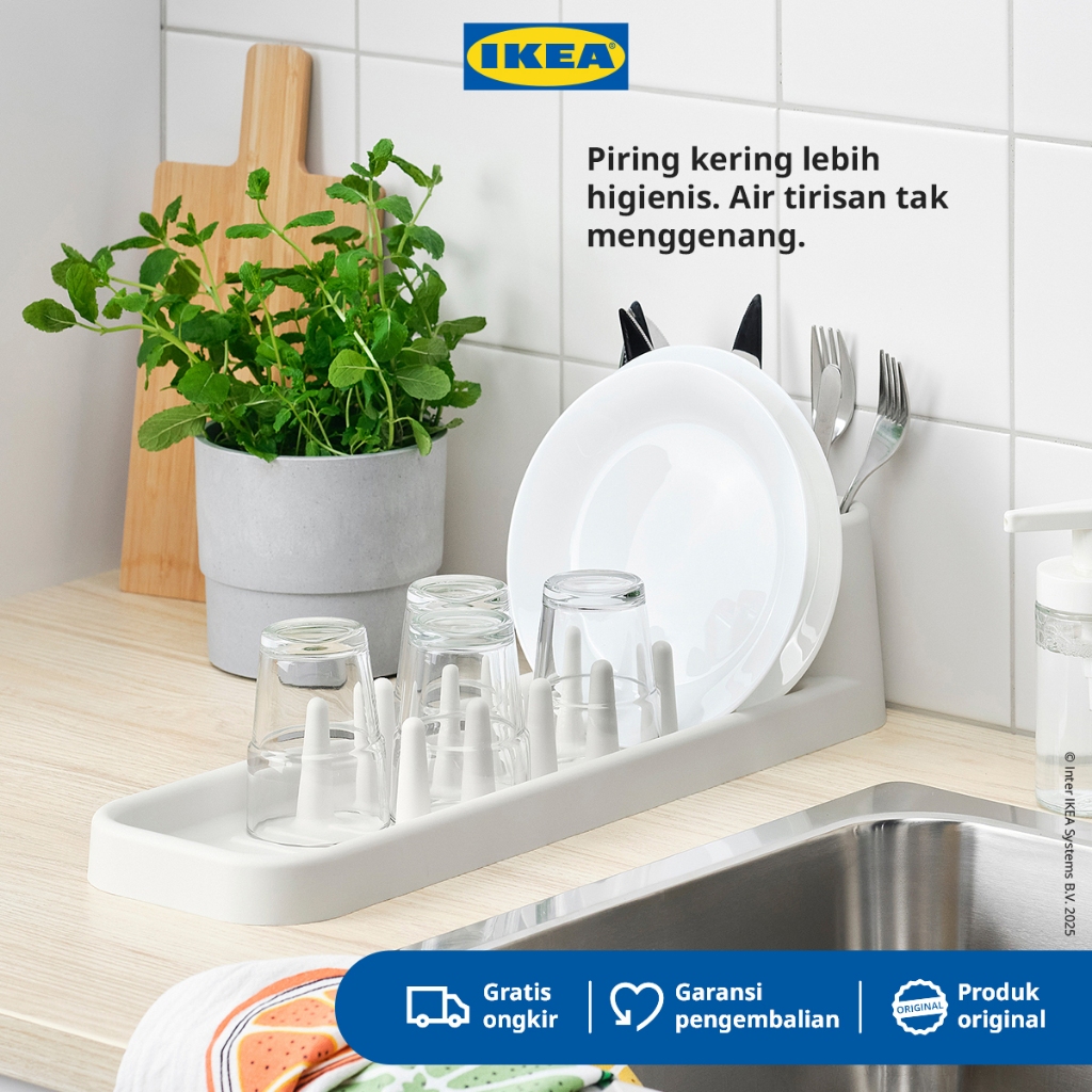 IKEA STAMLING Rak Pengiring Piring Minimalis 48 cm - Putih Pudar