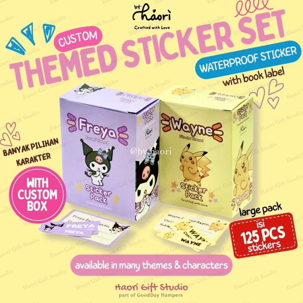 

Box Sticker Nama Anak Custom Waterproof 1 Pack Tema Marvel Sanrio Kuromi My Melody Cinnamoroll