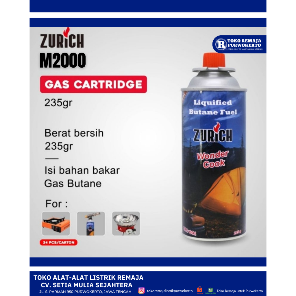 Refill Gas Portable M2000 Zurich