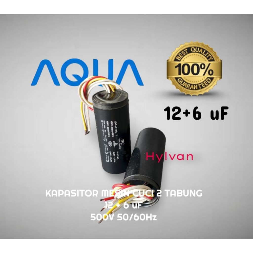 KAPASITOR MESIN CUCI 2 TABUNG 12+6uf AQUA