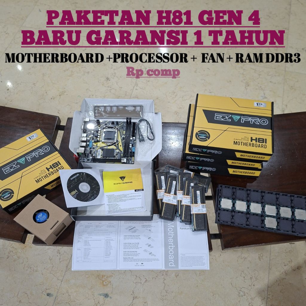 Paketan gen4 BARU core i7 / i5 / i3 + Mobo H81/B85 + Ram Ddr 3 + fan Cooler