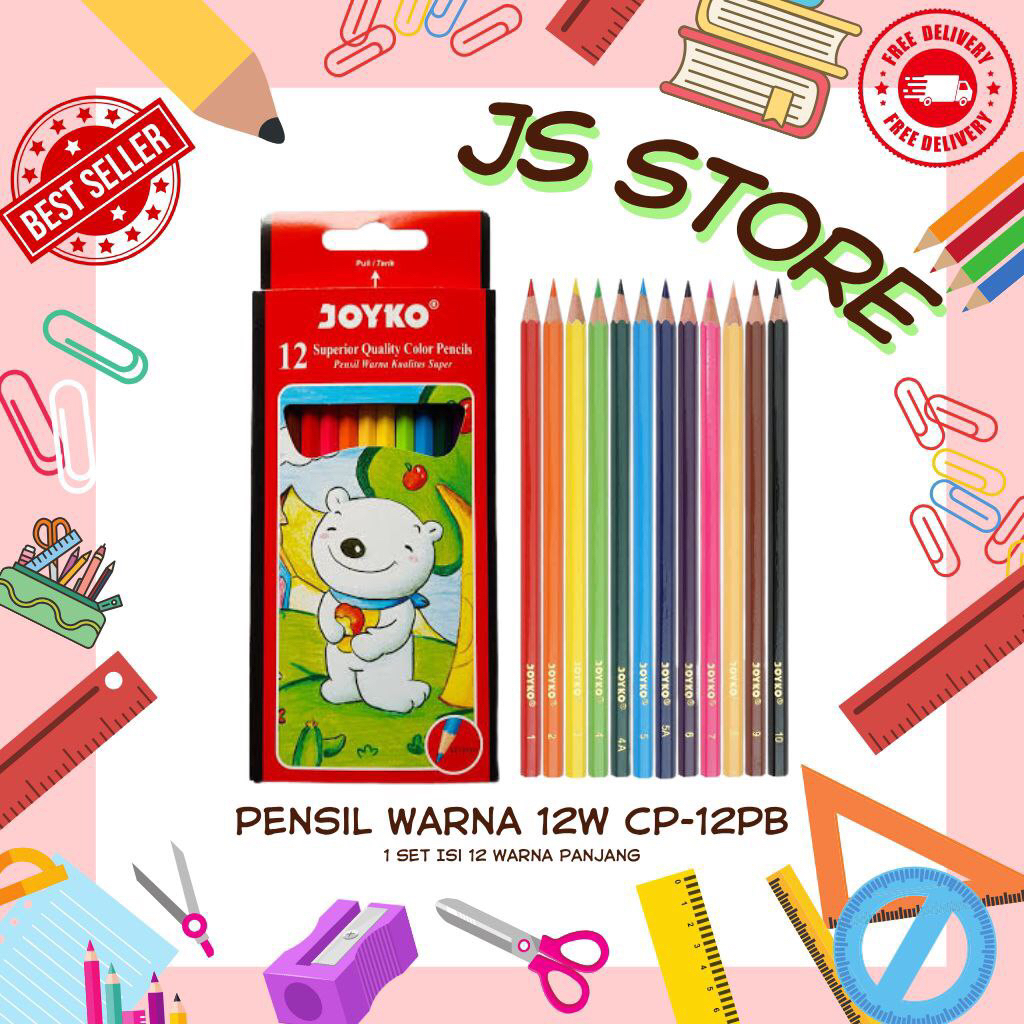 

Pensil warna Joyko 12 Warna CP-12PB / Pensil Warna 12 Warna panjang Joyko