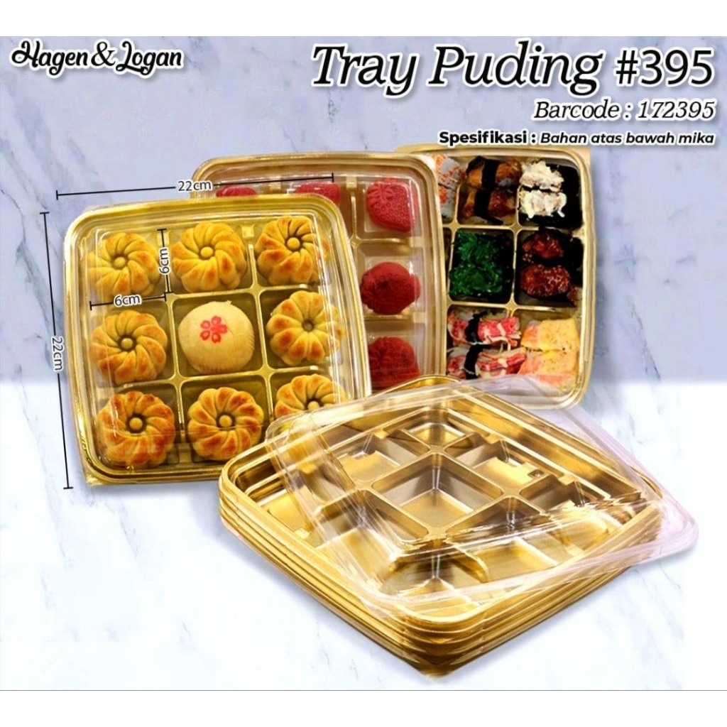 Tray puding/kue/bolu tray mika sekat tray puding cake