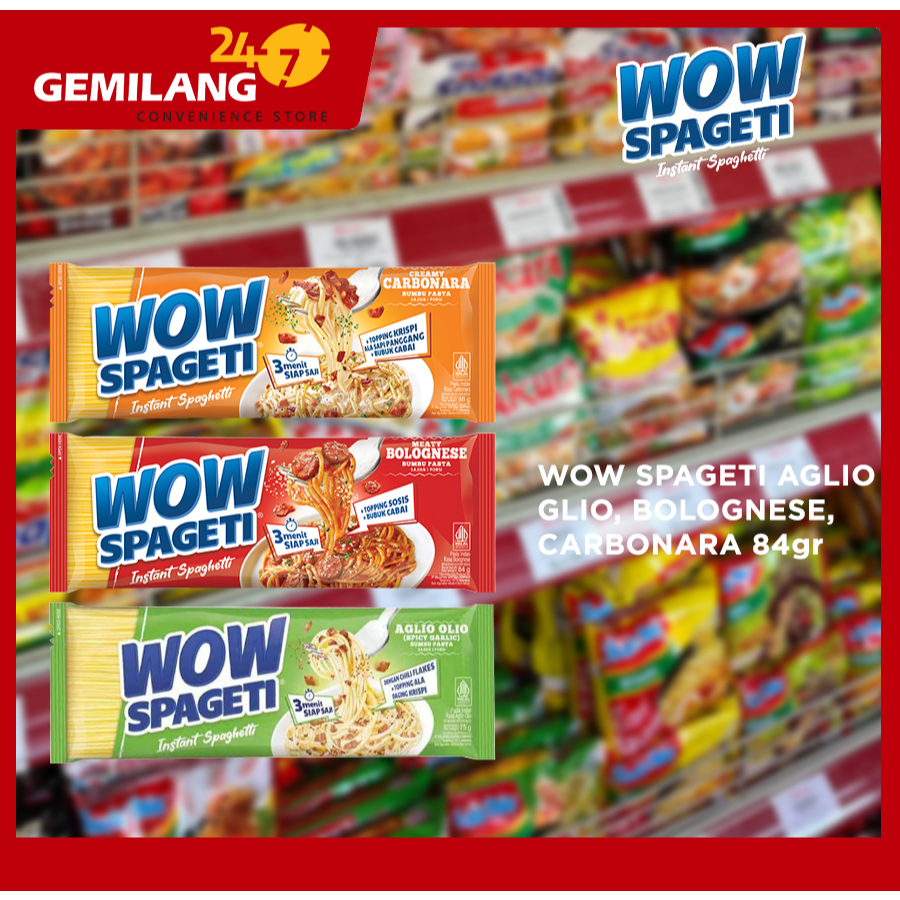 

WOW SPAGETI AGLIO GLIO, BOLOGNESE, CARBONARA 84gr