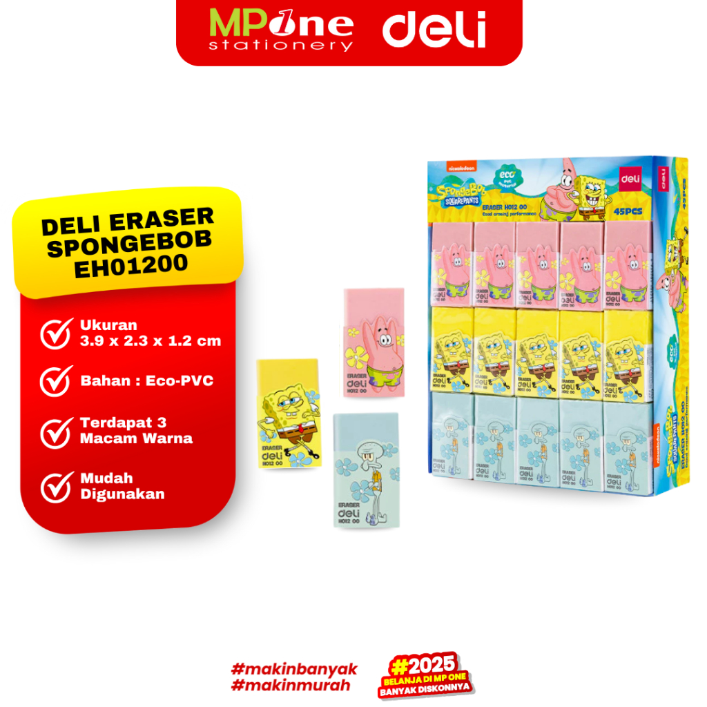 

Deli Penghapus Pensil Spongebob EH01200 / Pengahpus Karet / Colorfull Eraser DELI (min order 2 pcs)