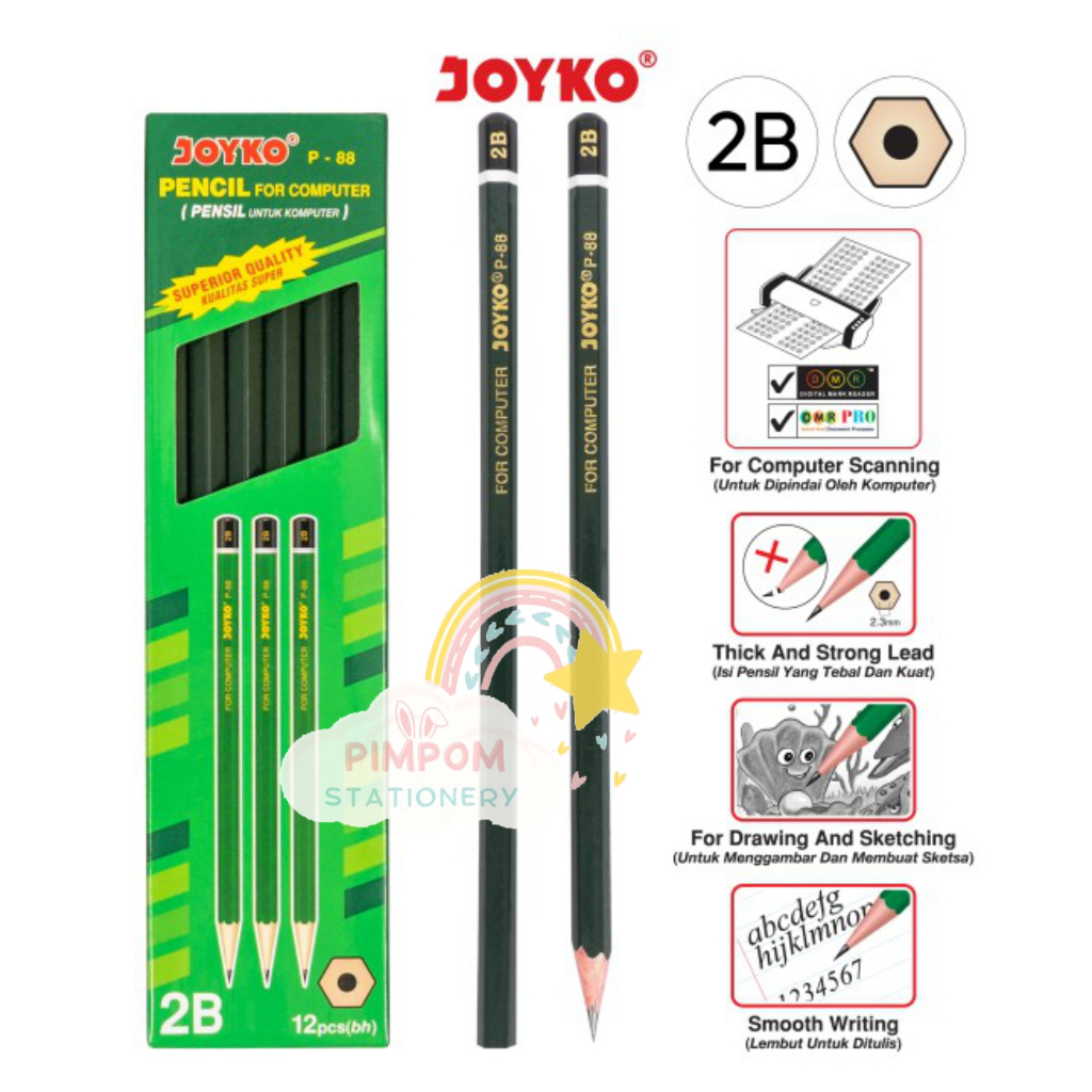 

(1 BOX ISI 12PCS) Pensil 2B Joyko P88