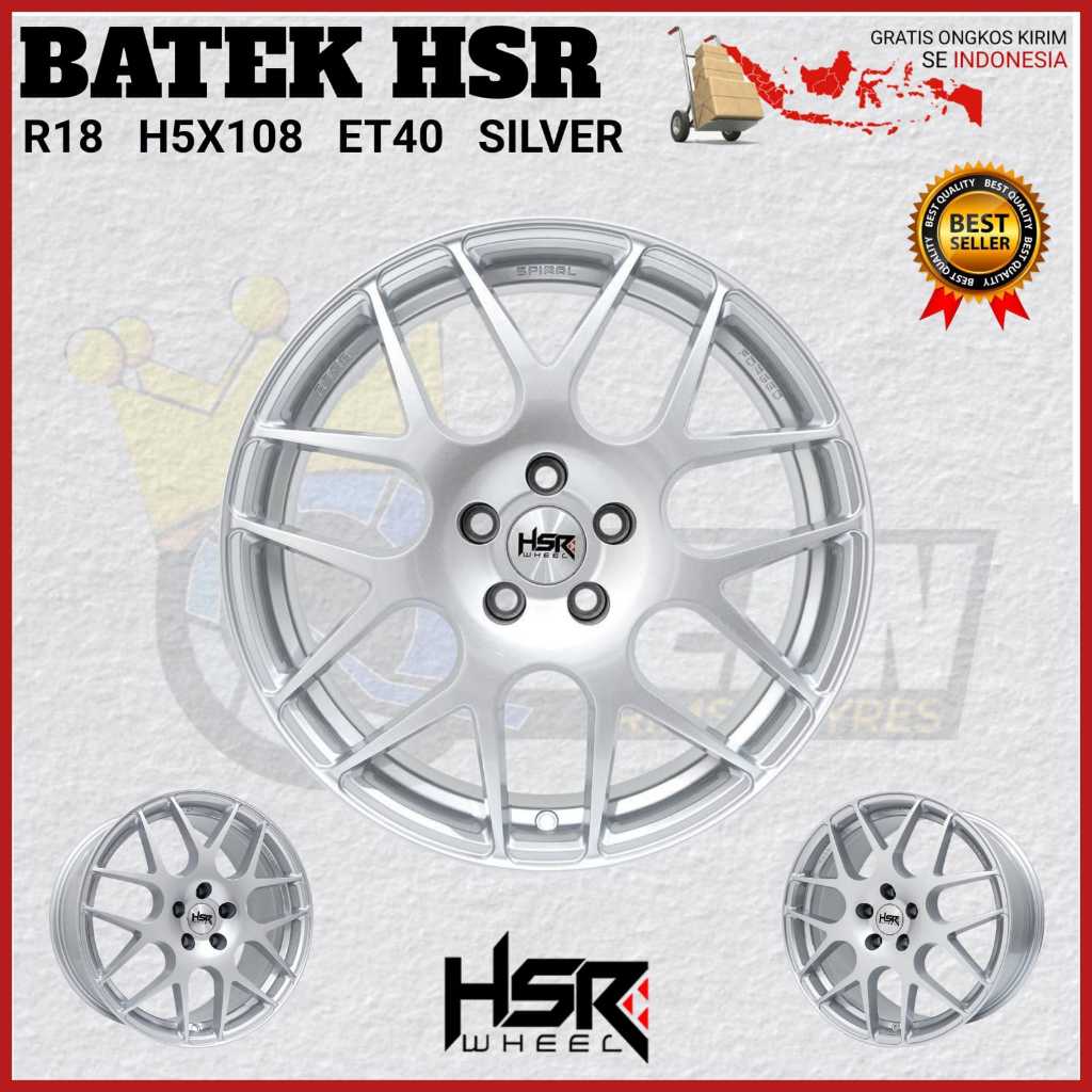 PELEK MOBIL SILVER RING 18 LUBANG 5 - VELG BATEK HSR R18X9 H5X108 ET40