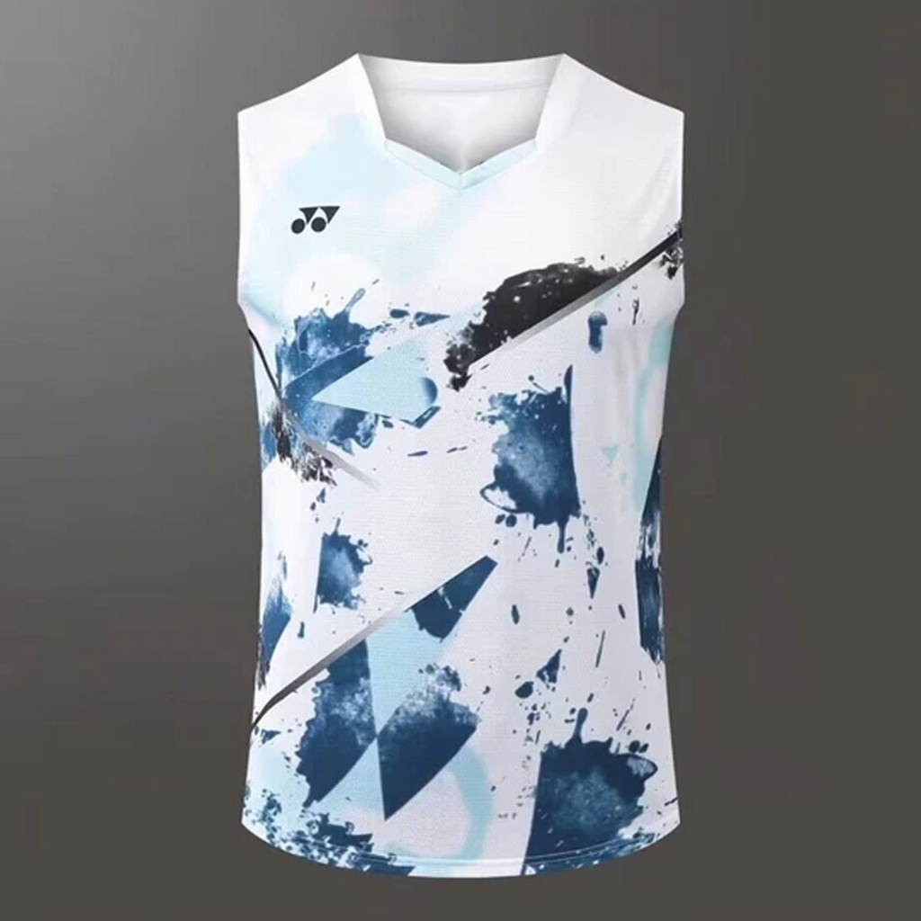Jersey Badminton Singlet White Tosca Design 10570 - Custom Nameset, Club, Negara, Tim Nasional