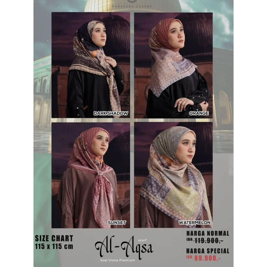 AL AQSA SCARF Nadheera Luxury Hijab Segiempat