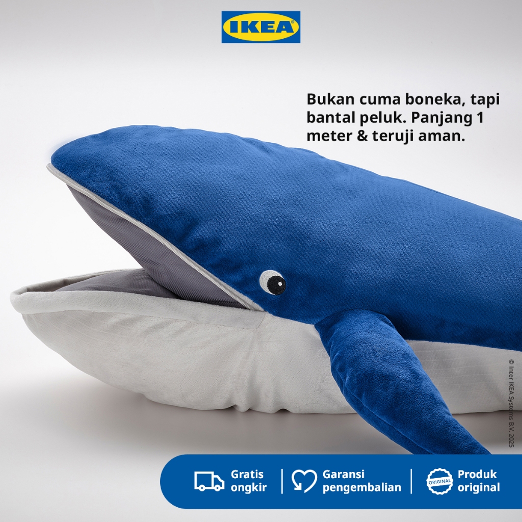 IKEA BLAVINGAD Boneka Paus Biru 100cm