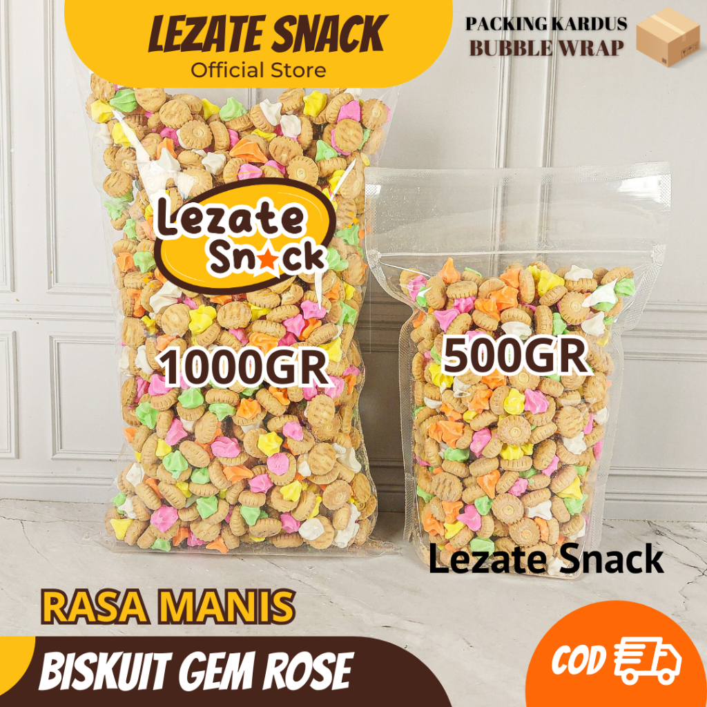 

Gem Rose Biskuit 1KG Murah Enak Renyah Kiloan / Kue Gemrose Biskuit Gem Bunga Roti Kering Manis Roti Mawar 1/5KG Lezate Snack