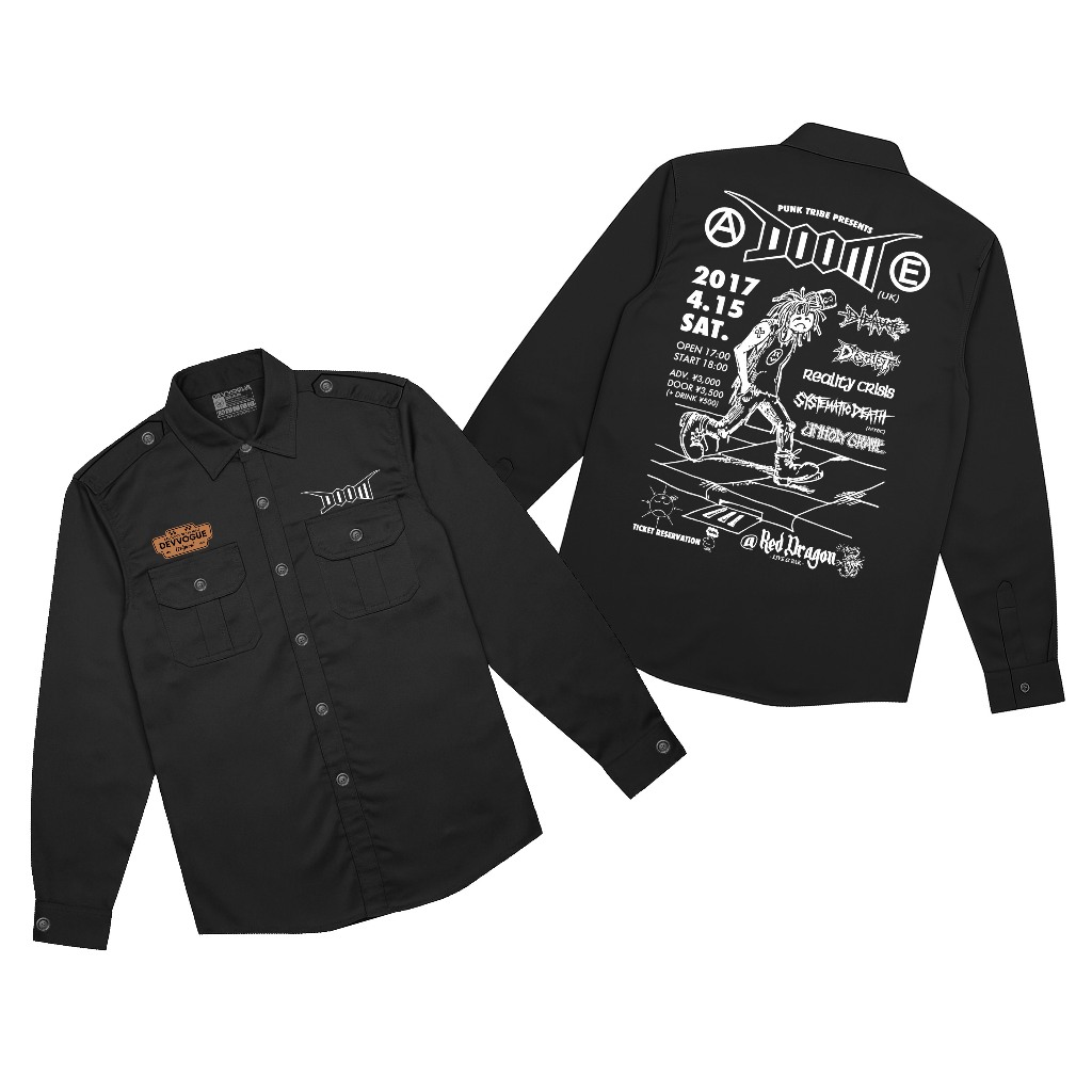 Devvogue Workshirt Pria Doom Pdh Lengan Panjang Bahan American Drill