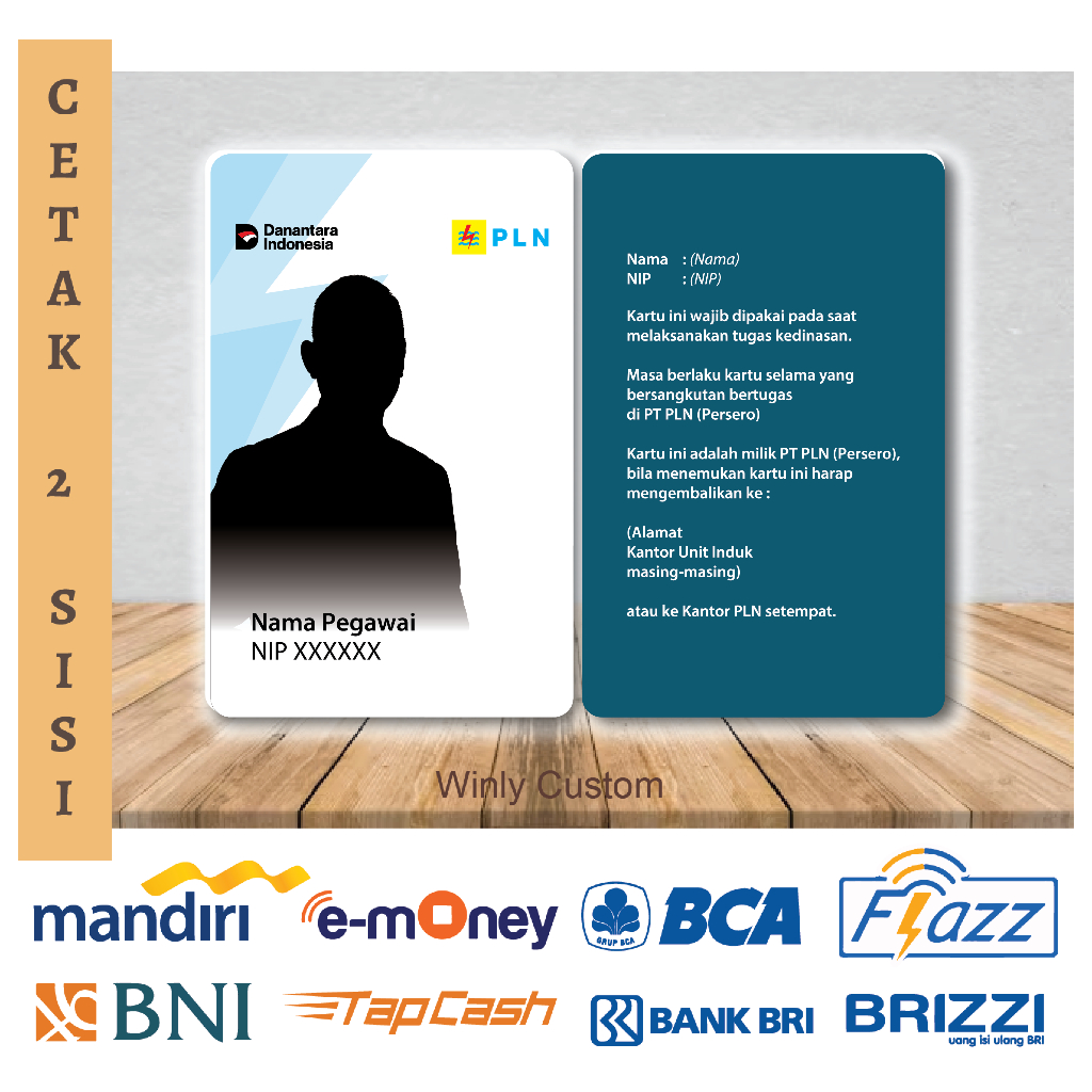 KARTU E MONEY ID CARD PLN DANANTARA NEW DESIGN EMONEY NEW E TOLL KARTU PEGAWAI TERBARU - 2 SISI