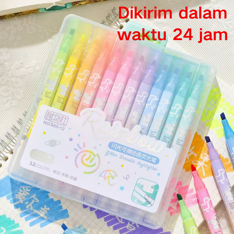 

Eraseable Highlighter Pastel bisa di hapus 1 set isi 6. Alat tulis kantor / sekolah