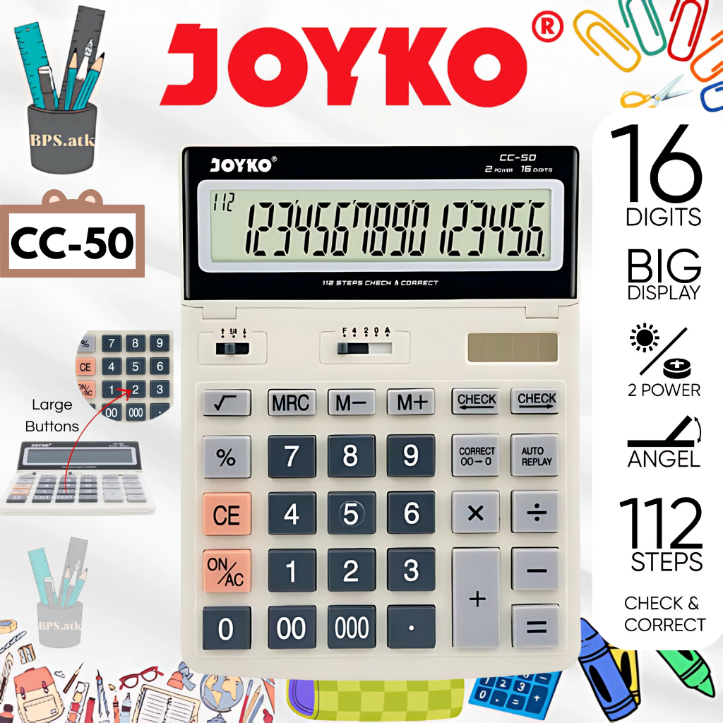 

JOYKO Calculator / Kalkulator CC-50 16 Digits Kalkulator Sekolah / Kantor
