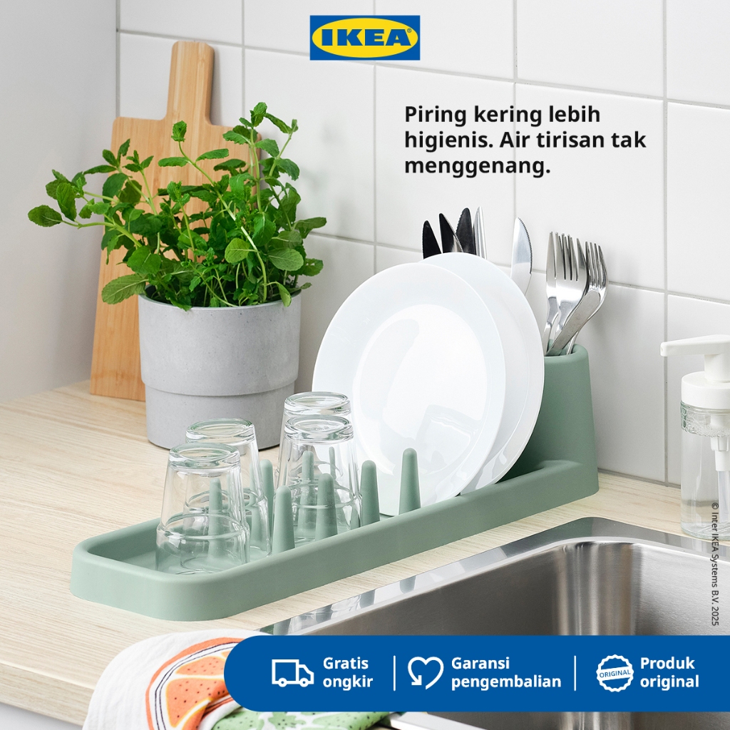 IKEA STAMLING Rak Pengiring Piring Minimalis 48 cm - Abu Hijau Muda