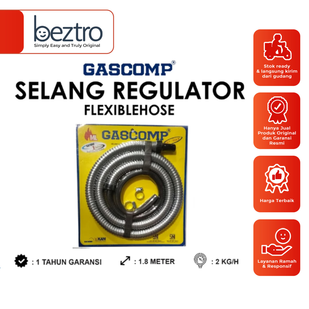 Gascomp Selang Gas 1.8 Meter FLEXIBLE HOSE – Selang + Flexible Hose