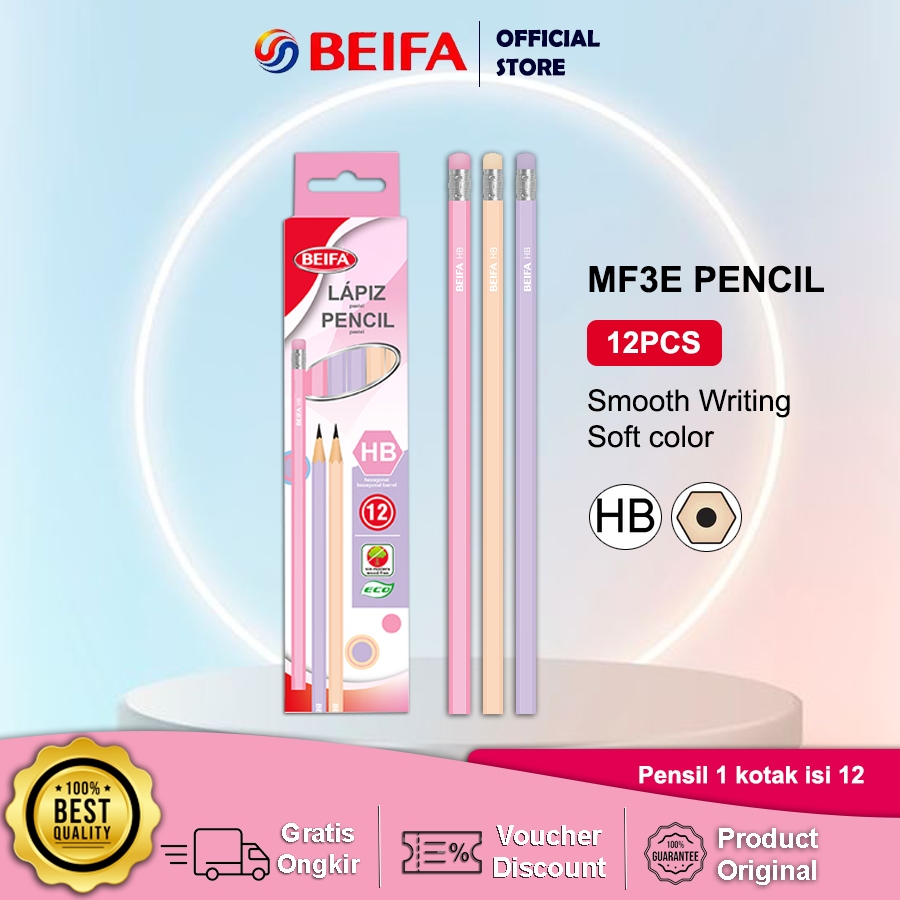 

Beifa Pensil HB Warna Pink – MF3E 1 Box Isi 12