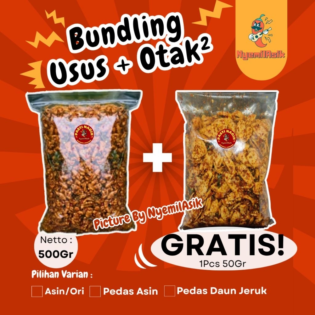 

Usus Ayam Crispy + Otak-otak Crispy Kemasan 500Gr Pedas Daun Jeruk Asin Gurih [BUNDLING] (BISA COD)