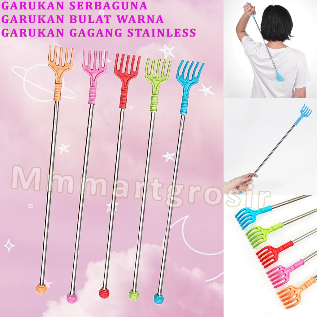 Garukan Punggung / Garukan Bulat Warna / Garukan Gagang Stainless / 1pcs