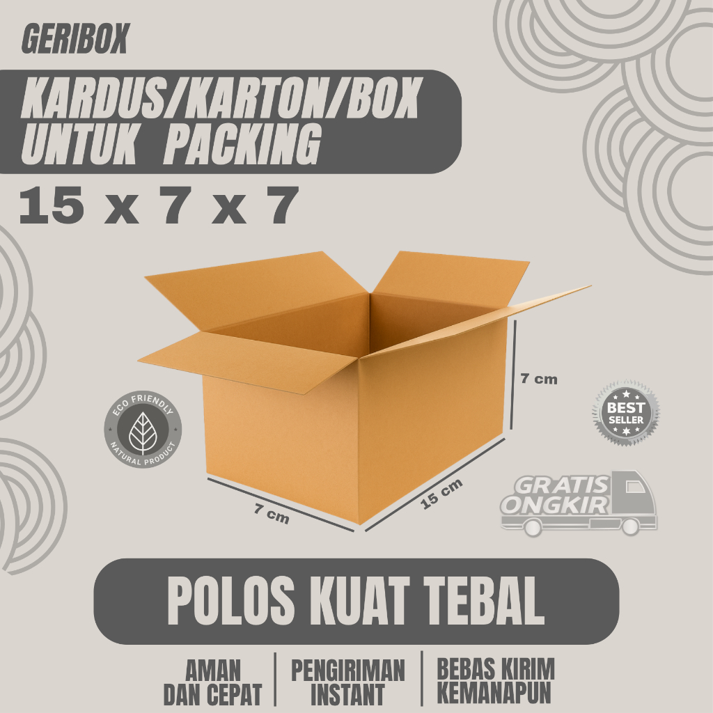 

Kardus Packing Ukuran 15x7x7 Polos Box Cogurated tebal kuat