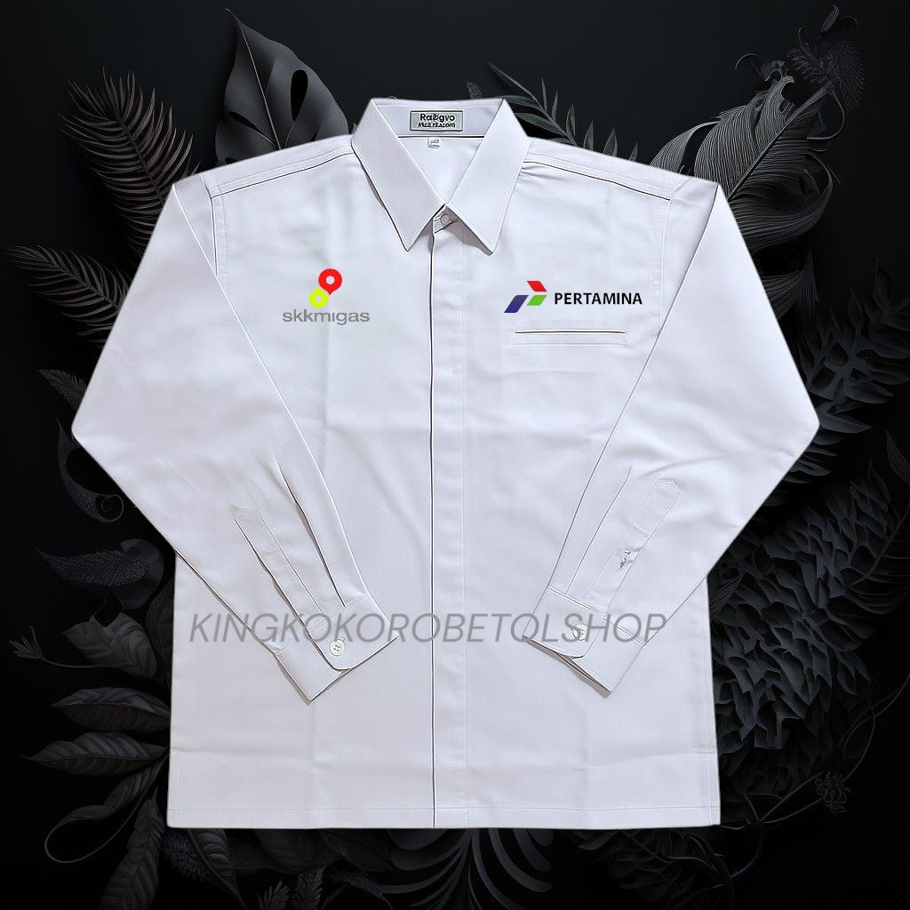 KEMEJA SKKMIGAS PERTAMINA FUL BORDIR KANTONG SATU COSTUM BORDIR