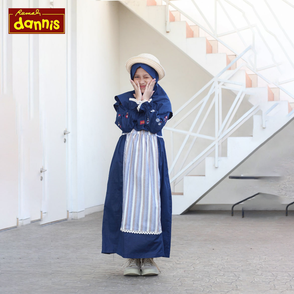 Rumah Dannis - Gamis Anak 1003 Navy Size 07 (Gamis Anak Bahan Katun)