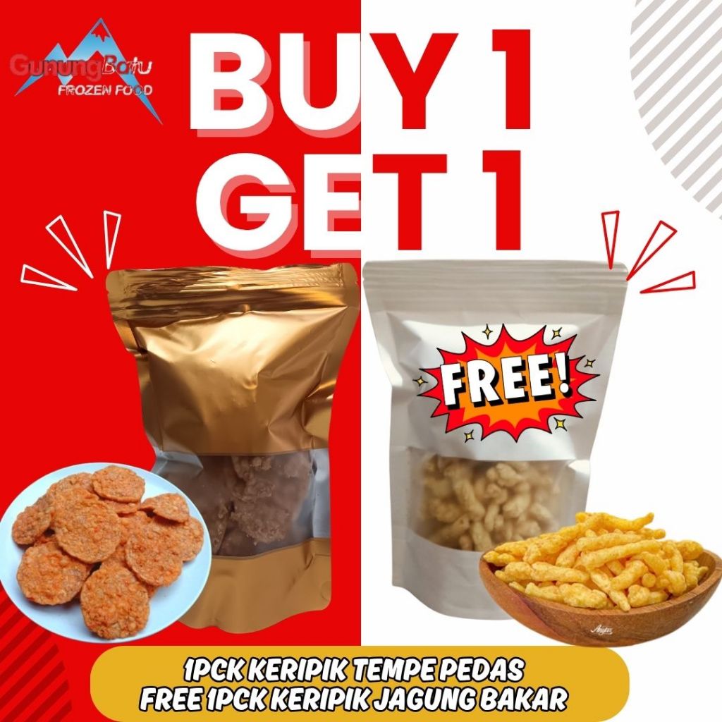 

BELI 1 GRATIS 1 KERIPIK TEMPE PEDAS FREE KERIPIK JAGUNG BAKAR