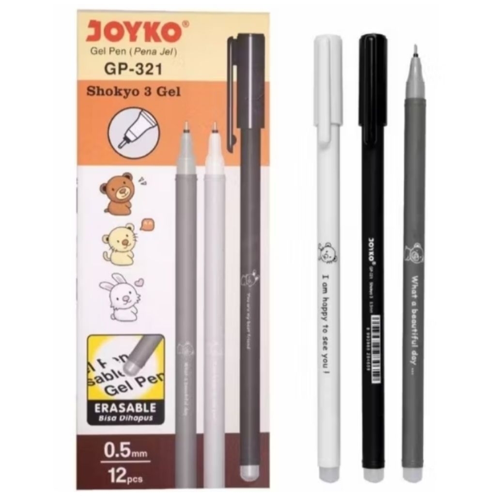 

ERASABLE GELL PEN /Pulpen yang bisa hapus JOYKO GP-321 SHOKYO 3 GELL(1 ktk isi 12 pcs)