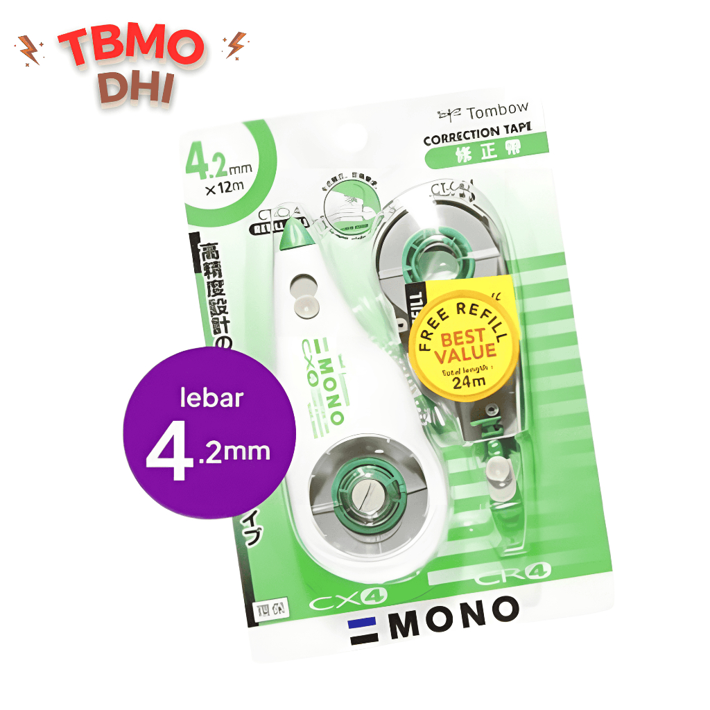 

TBMO Correction Tape Tombow CX4CR4 Green + Refill - 4.2mm x 12m