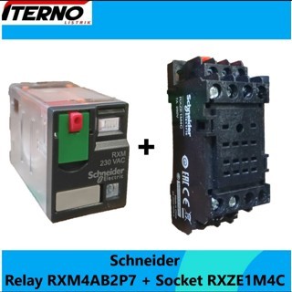 RXM4AB2P7 220VAC Relay Schneider Socket RXZE1M4C Setara MY4N 14 Kaki