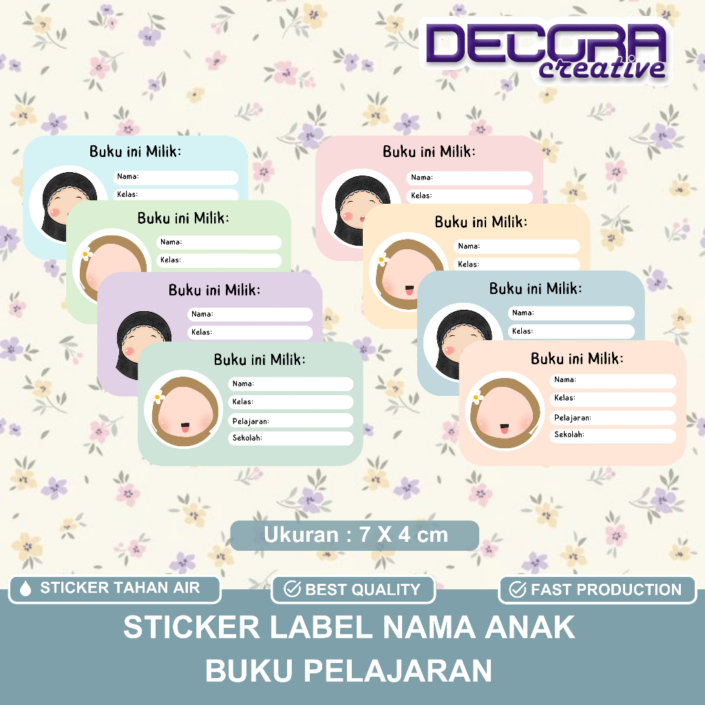

STIKER LABEL NAMA ANAK BUKU PELAJARAN ANAK PEREMPUAN | STIKER MAPEL BAHAN CROMO
