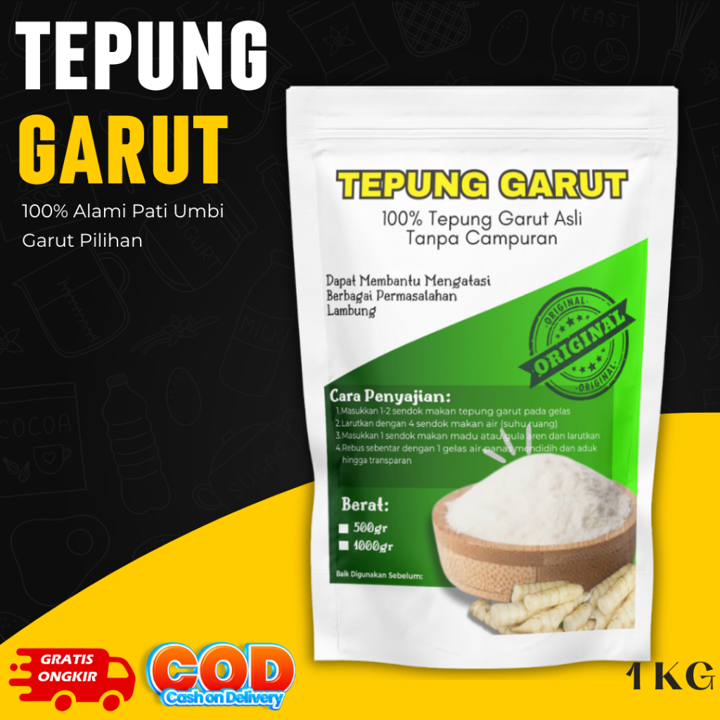 

Tepung Pati Garut Premium/Pati Asam Lambung/Angkrik/Arrowroot 1 kg 1000 gram