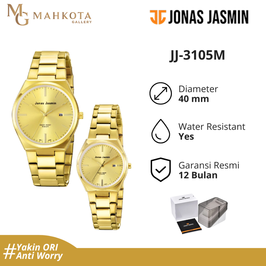 Jam Tangan Pria Jonas Jasmin JJ-3105MGD Strap  Stainless Steel Original Bergaransi Jam Tangan Palemb