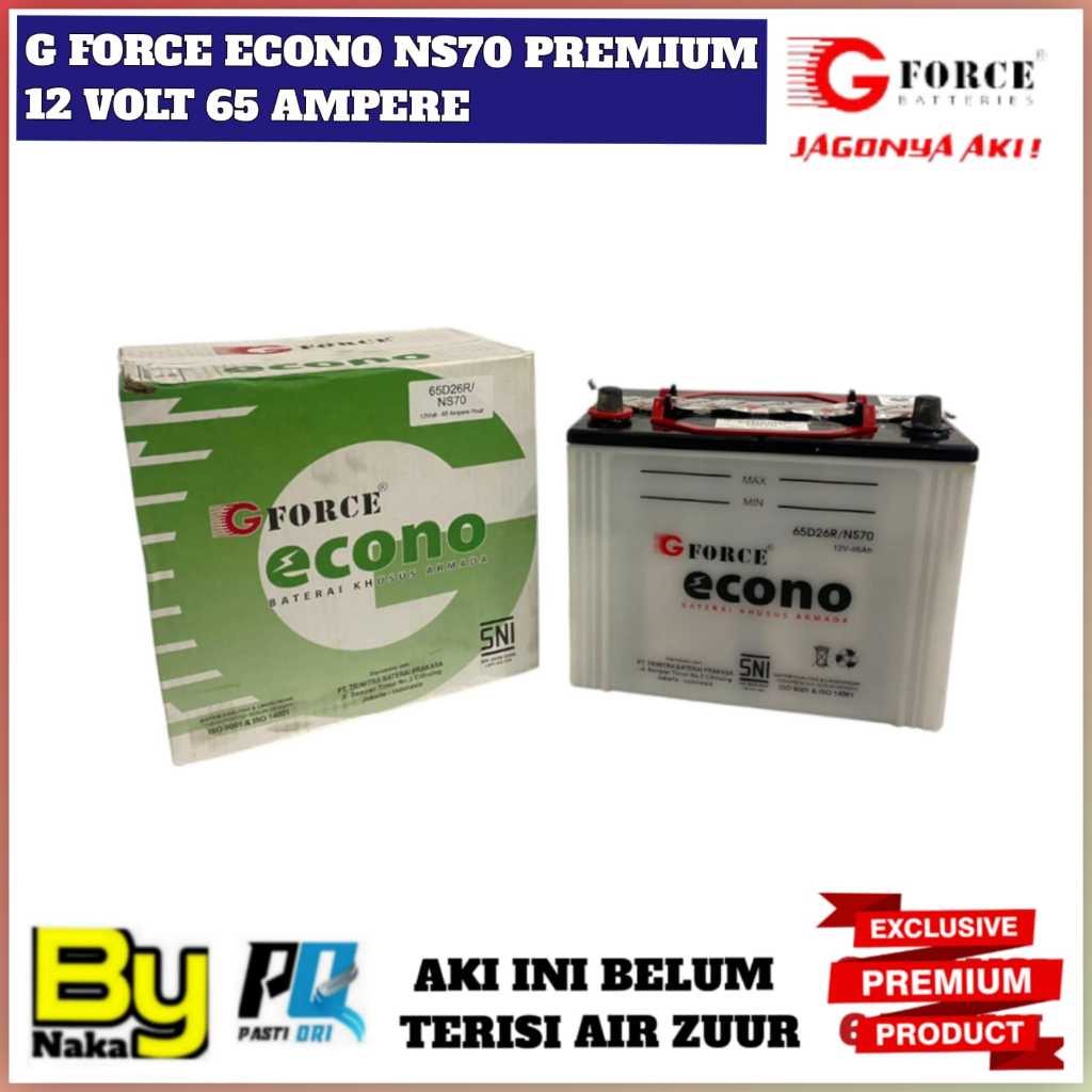 Aki Mobil Kijang Diesel/Hino/Ford Everest/Isuzu ELP/Panther G Force Econo NS70 Premium 65 Ampere