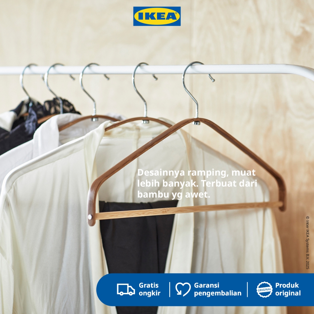 IKEA HOSVANS Gantungan Baju Bahan Bambu Kayu Isi 5pcs