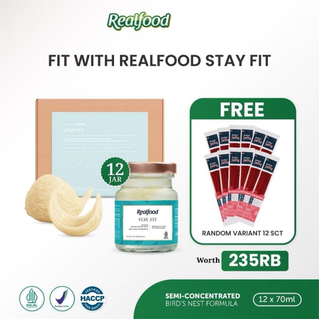 

Realfood Stay Fit 12 Jar Bird Nest | Imun Booster | Vitamin BPOM