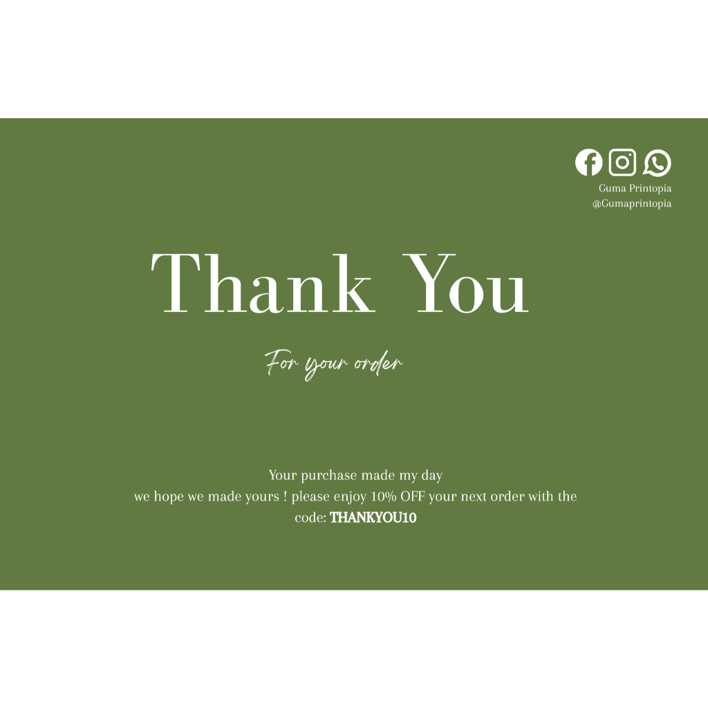 

etak Thank You Card 15 x 10 cm – Kertas Concorde Premium