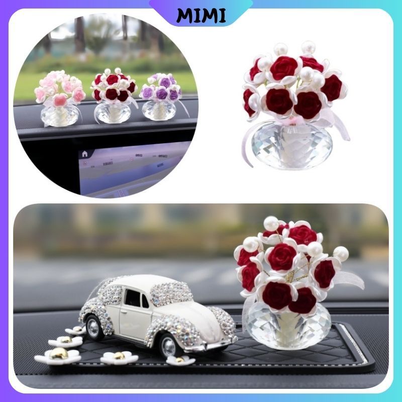 Aksesoris Mobil Lucu Dan Unik / Ornamen Mawar Kristal / Parfum Aromaterapi / Aksesoris Mobil