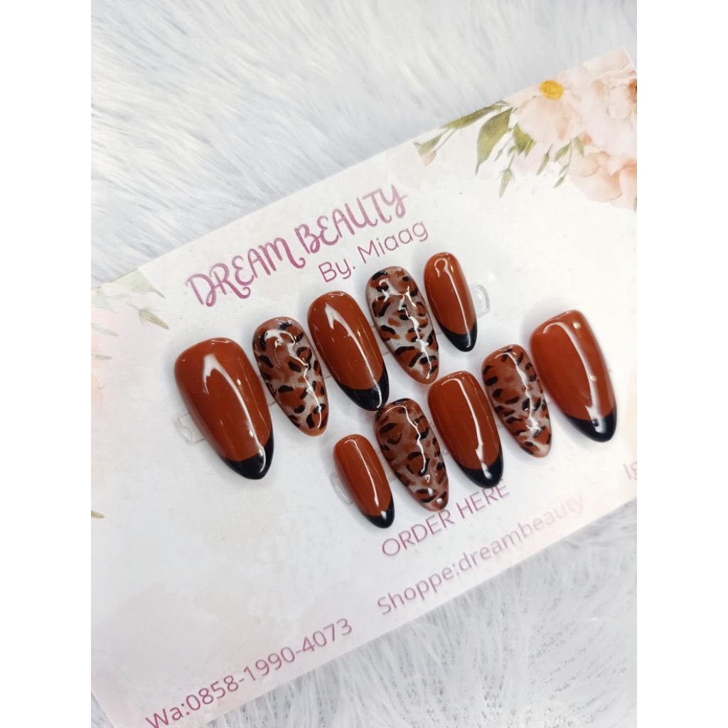 PressOnNail/KukuPalsuHandmade/Coklat Leopard/SimpleArt/