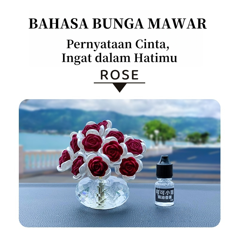 PROMO DISKON Ornamen Parfum Aromaterapi Mawar Kristal / Aksesoris Bunga Tuk Mobil / Parfum Mobil