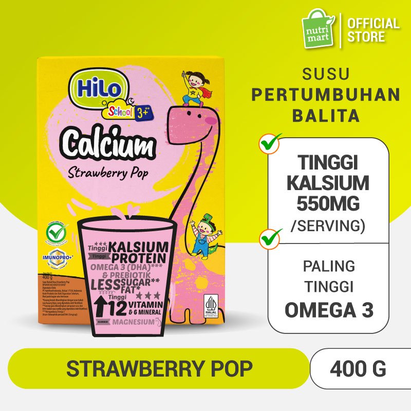 

HiLo School 3+ Strawberry Pop 400gr - Susu Pertumbuhan Anak Usia di atas 3 Tahun