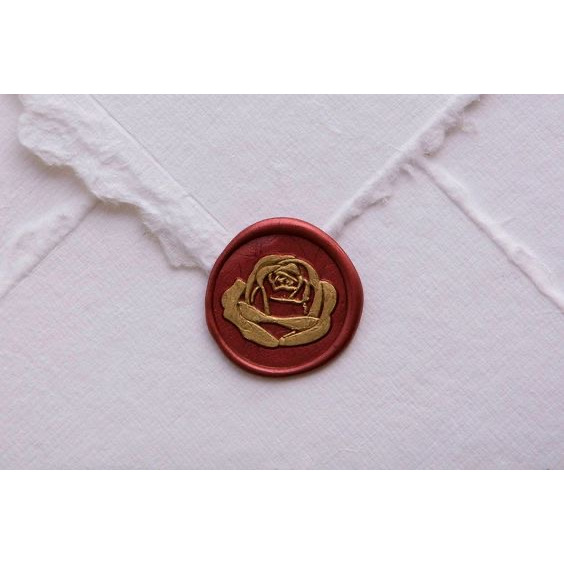 

(WGI) Rose Head (Wine Red Gold Ink) - 1 Pcs seal wax coin sticker siap pakai ready stock (Include double tape) / souvenir pernikahan / accesories / calligraphy / journaling / undangan / hampers